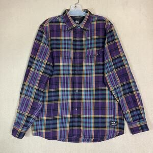 Stussy Shirt Mens M Multicolor Flannel Long Sleeve Regular Fit Button Snap Up